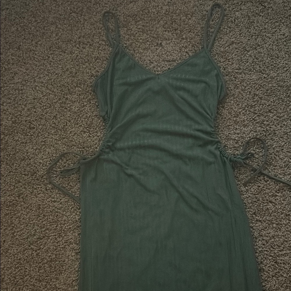 Green Slip Mini Dress with Spaghetti Straps